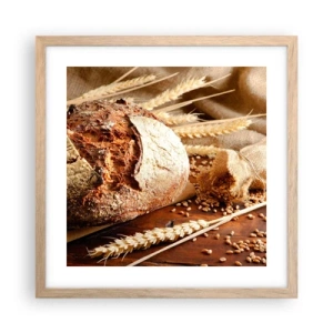 Poster in light oak frame - Tasty, Fragrant, Crunchy - 40x40 cm