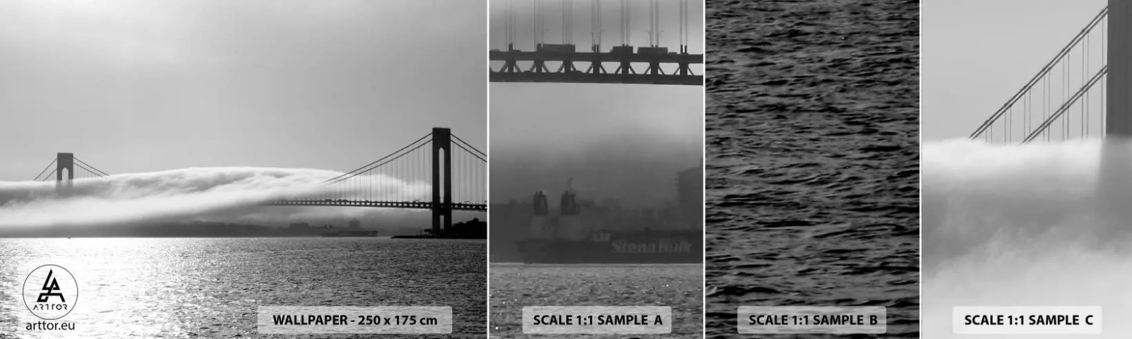 Photo Wallpaper Sample Standard Eco - Sailing through the Golden Gate - Landscape, Bridge, San Francisco - 100x30 cm