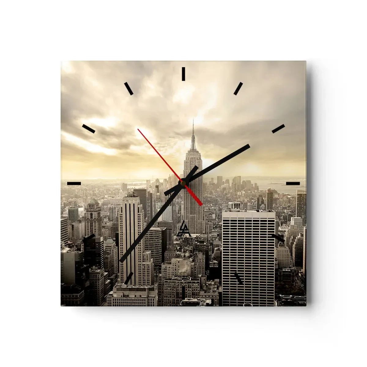 Wall clock - Clock on glass - New York Woven in Grey - 40x40 cm