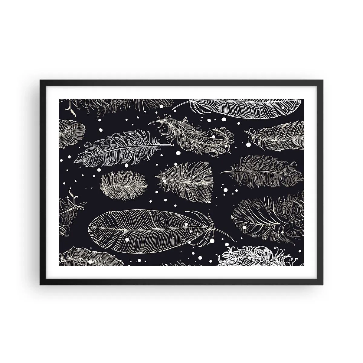 Poster in black frame - Feathery Lace - 70x50 cm