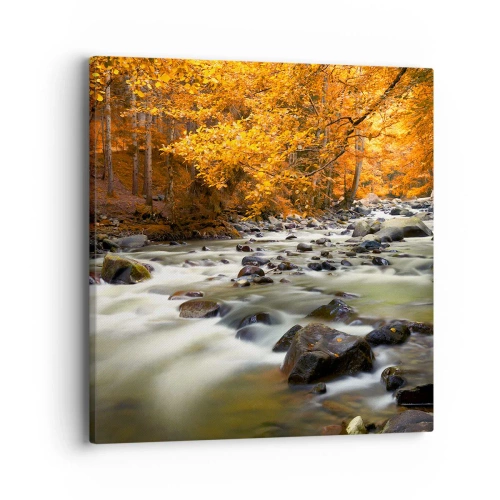 Canvas picture - Brook in a Golden Forest - 40x40 cm