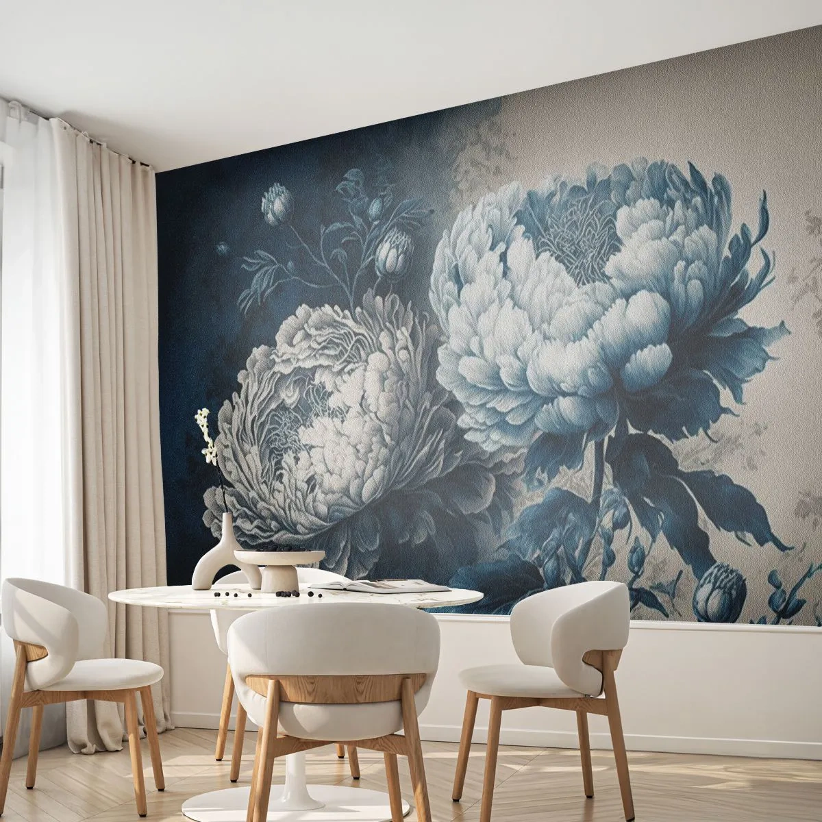 Photo Wallpaper Premium Sand - Matched Couple - Flowers, Classic, Rococo - 300x210 cm