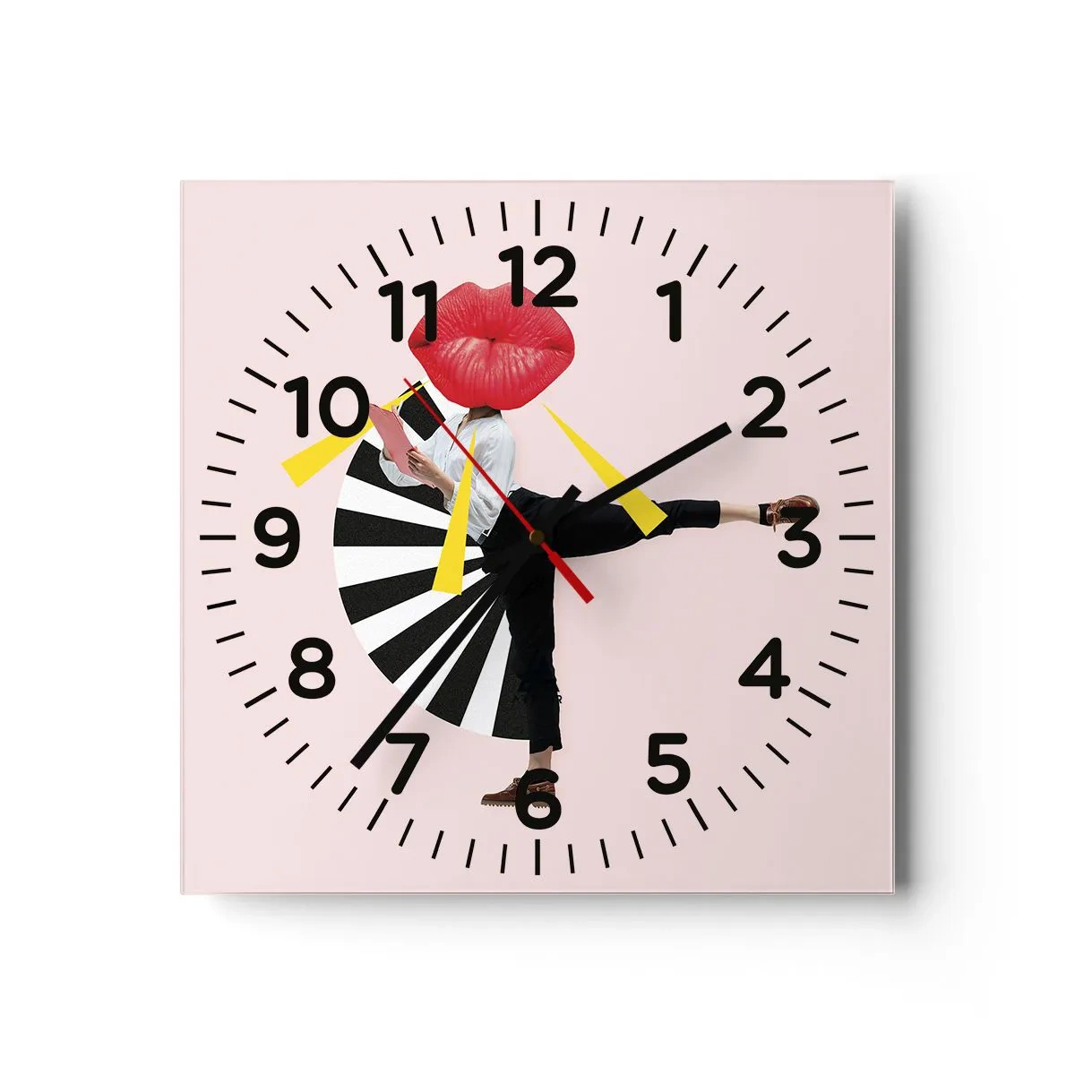 Wall clock - Clock on glass - Surrealistic Pop-Art. - 30x30 cm