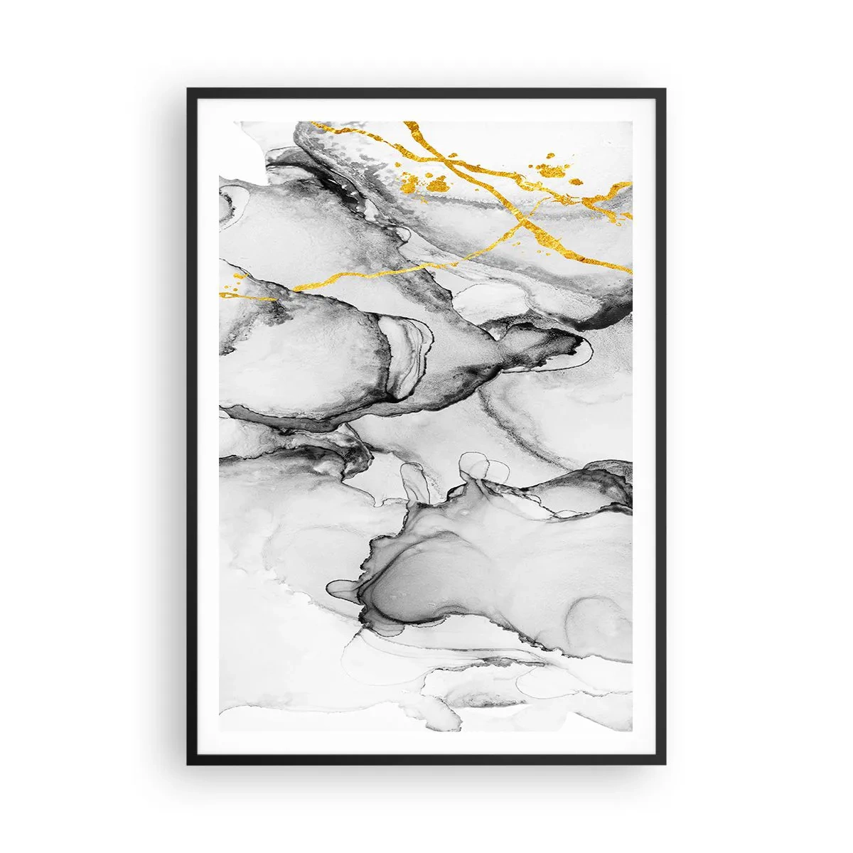 Poster in black frame - Composition with a Golden Motif - 70x100 cm