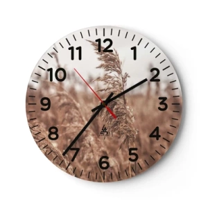 Wall clock - Clock on glass - Autumn Has Arrived in the Fields - 40x40 cm