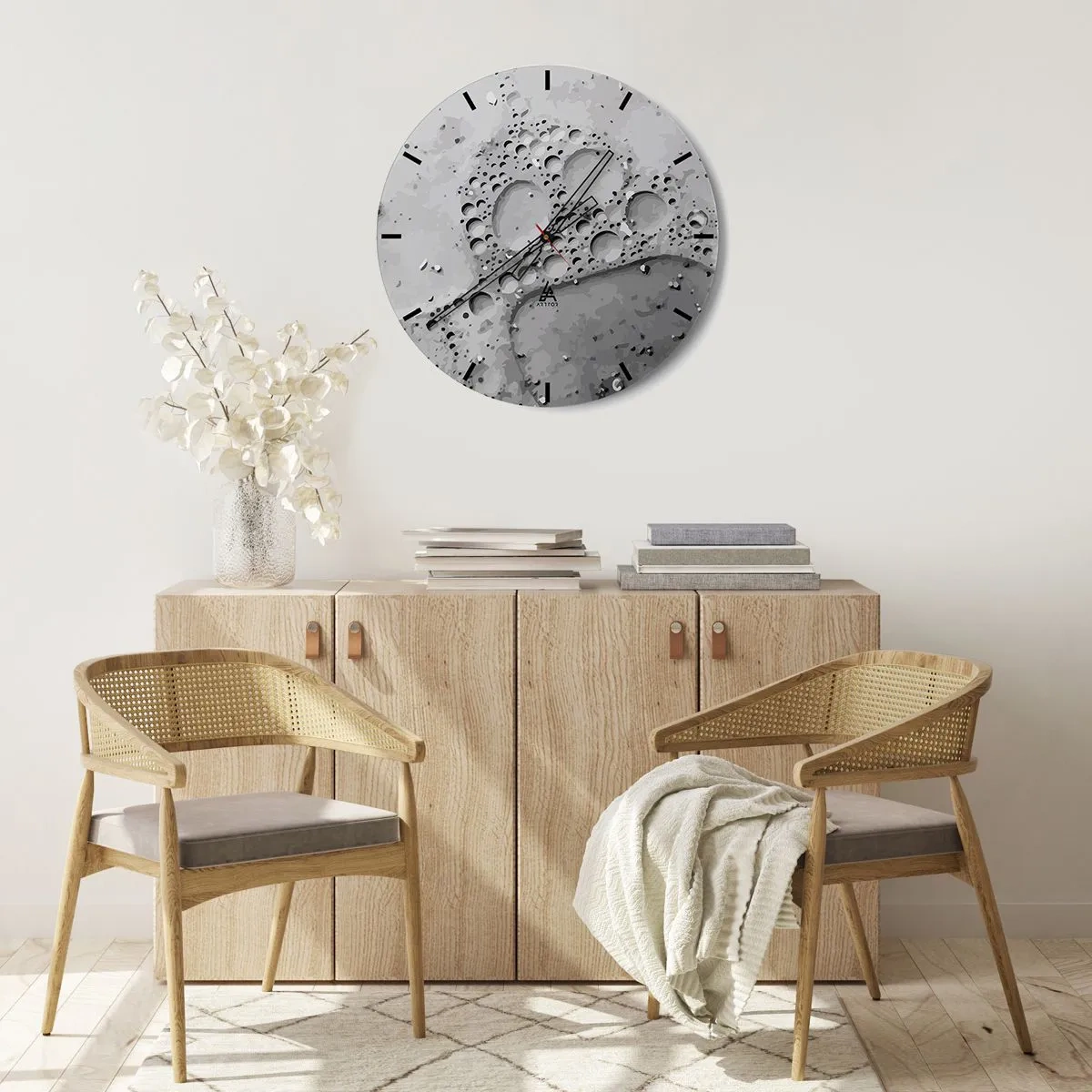 Wall clock - Clock on glass - Foamy Footprint - 30x30 cm