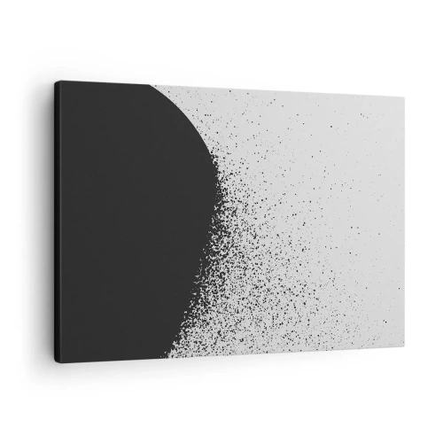 Canvas picture - Abstract pattern with black particles on a light background - 70x50cm - Movement of Particles - Modern wall decoration for the living room and bedroom ARTTOR