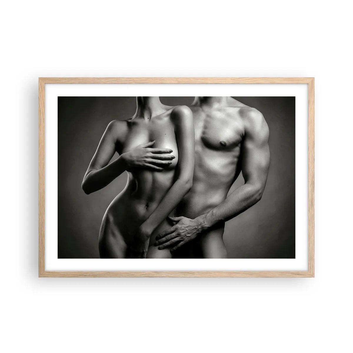 Poster in light oak frame - Adam and Eve - 70x50 cm
