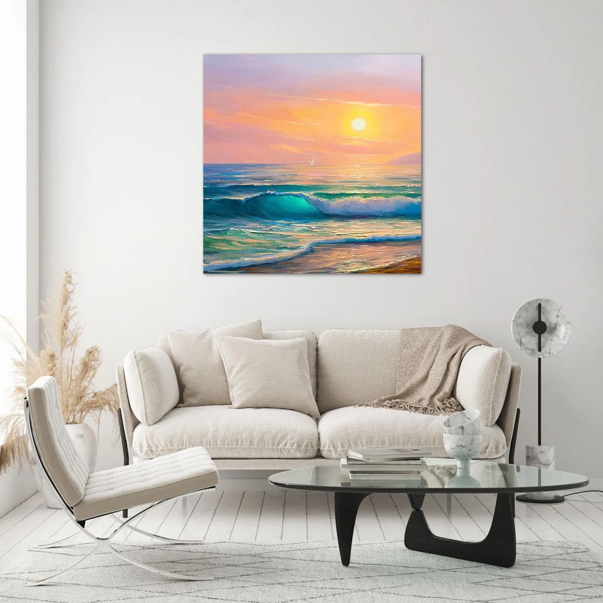 Glass picture - Turquoise Song of the Waves - 30x30 cm
