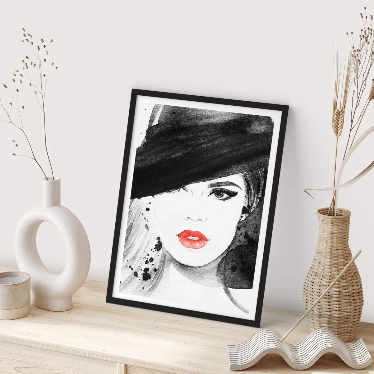 Poster in black frame - Lady in Black - 40x50 cm