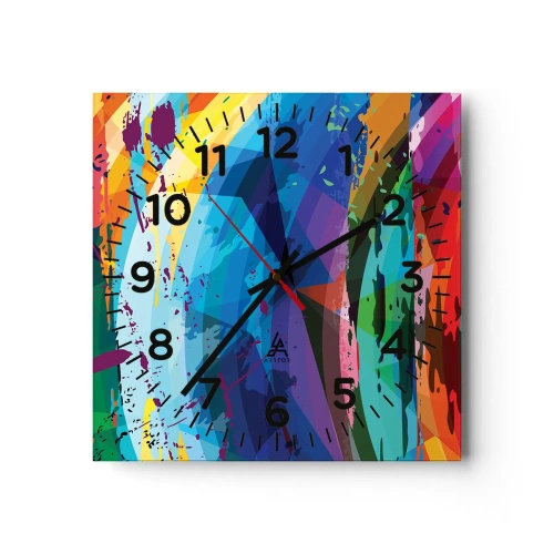 Wall clock - Clock on glass - Outburst of Colours - 30x30 cm