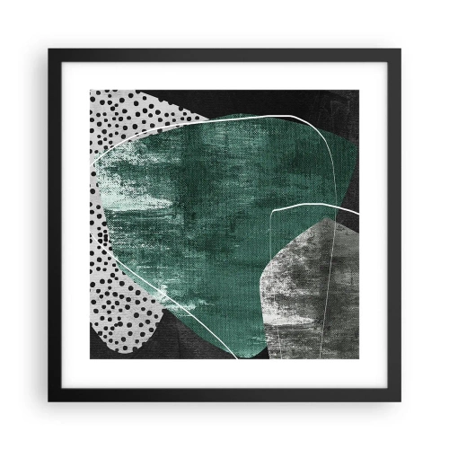 Poster in black frame - Colourful Abstract with a Golden Petal - 40x40 cm