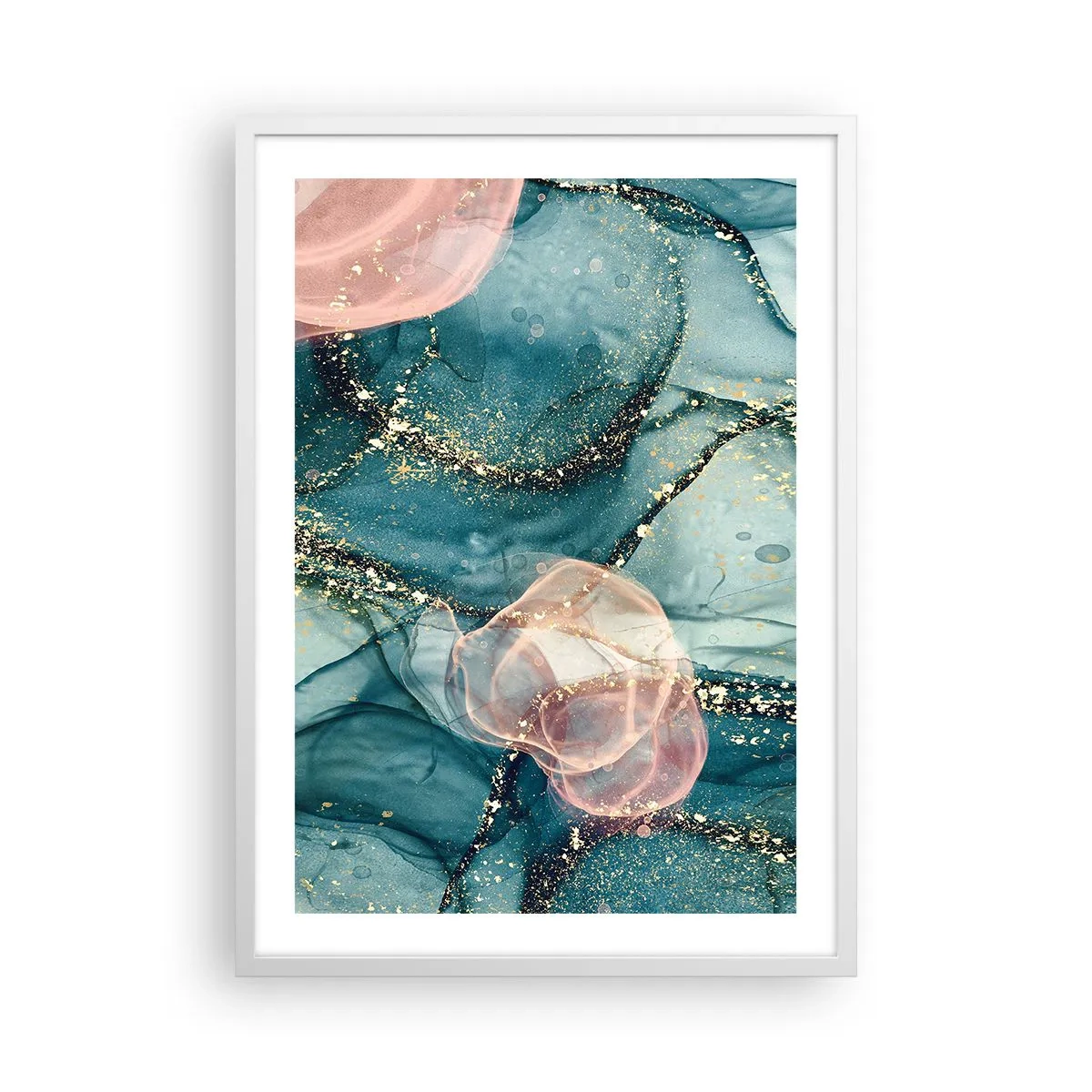 Poster in white frmae - Silm Blue, Tulle Pink - 50x70 cm