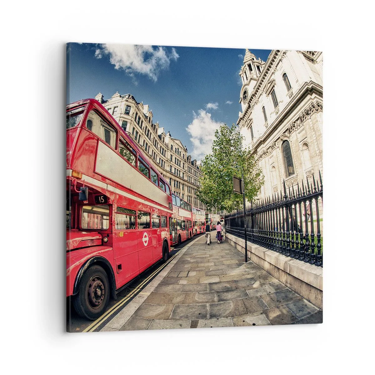 Canvas picture - London Street in Grey and Red - 50x50 cm
