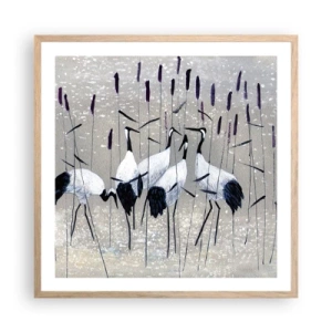 Poster in light oak frame - Birds of Feather - 60x60 cm