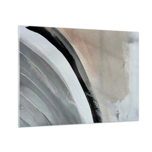 Glass picture - Abstract arc in shades of gray and black - 70x50cm - Composition: Arc of Black and Grey - Modern wall decoration for the living room and bedroom ARTTOR