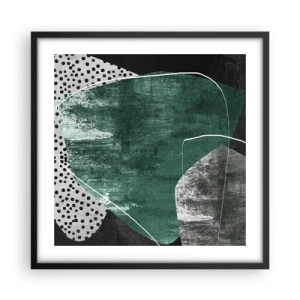 Poster in black frame - Colourful Abstract with a Golden Petal - 50x50 cm
