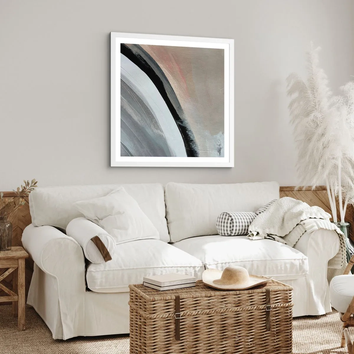 Poster in white frmae - Composition: Arc of Black and Grey - 50x50 cm
