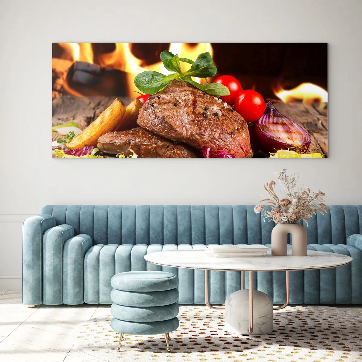 Glass picture - Smokey Barbecue - 90x30 cm