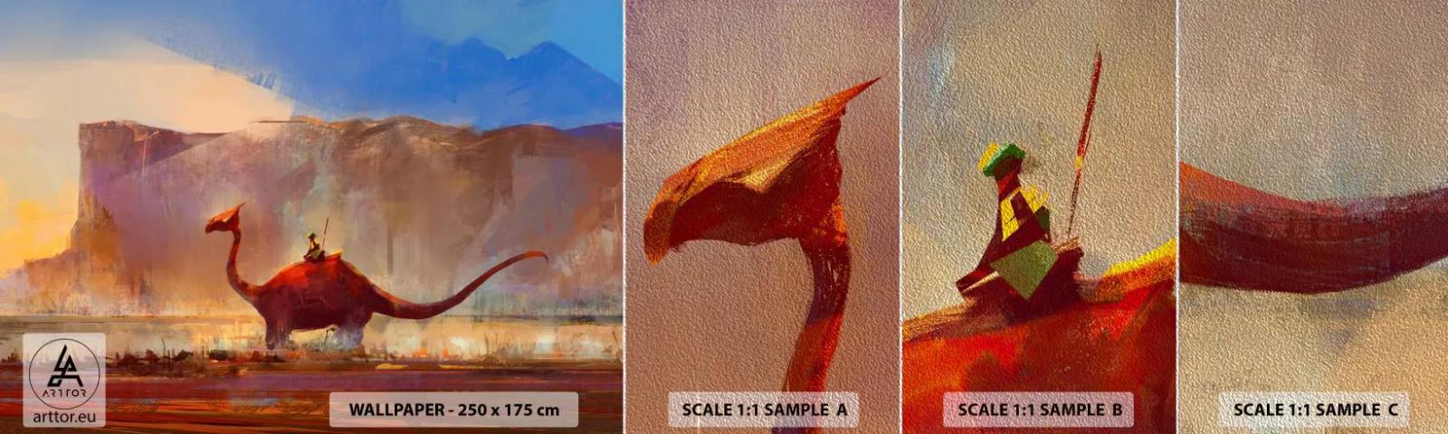 Photo Wallpaper Sample Premium Sand - If They Hadn't Gone Extinct - Abstraction, Dinosaur, Fantasy - 100x30 cm