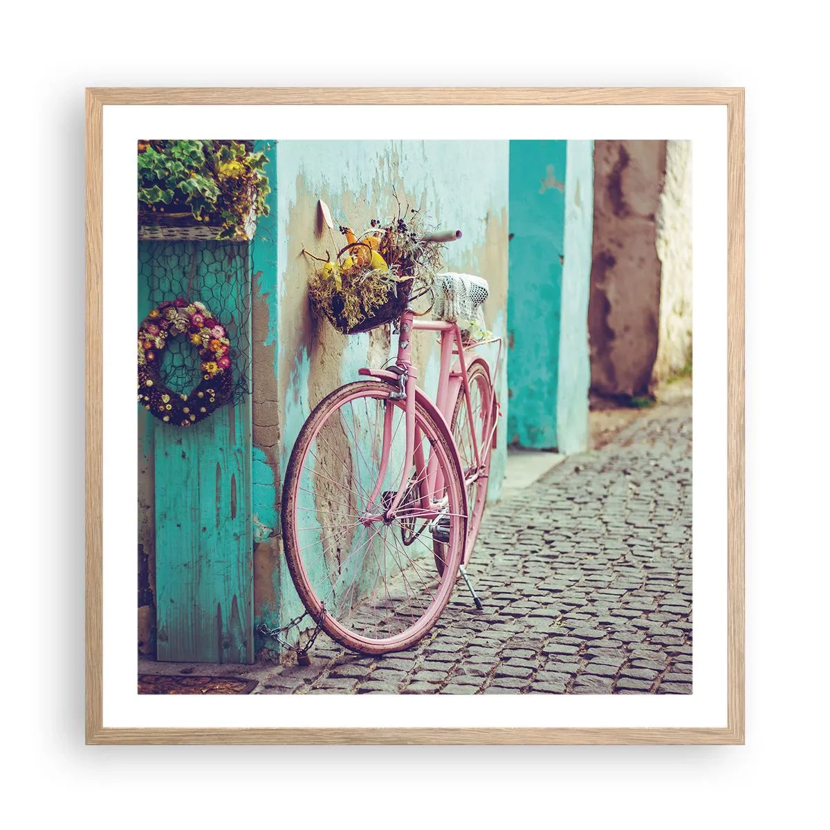 Poster in light oak frame - Be Right Back - 60x60 cm