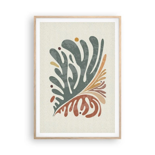Poster in light oak frame - Multicolour Leaf - 70x100 cm