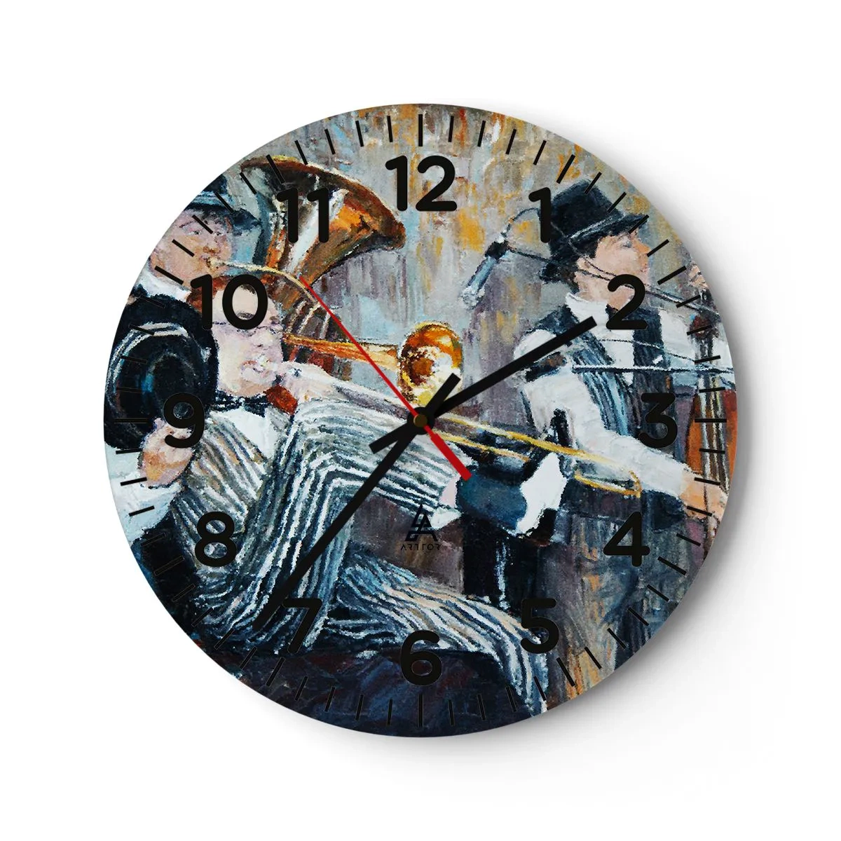 Wall clock - Clock on glass - All That Jazz - 30x30 cm