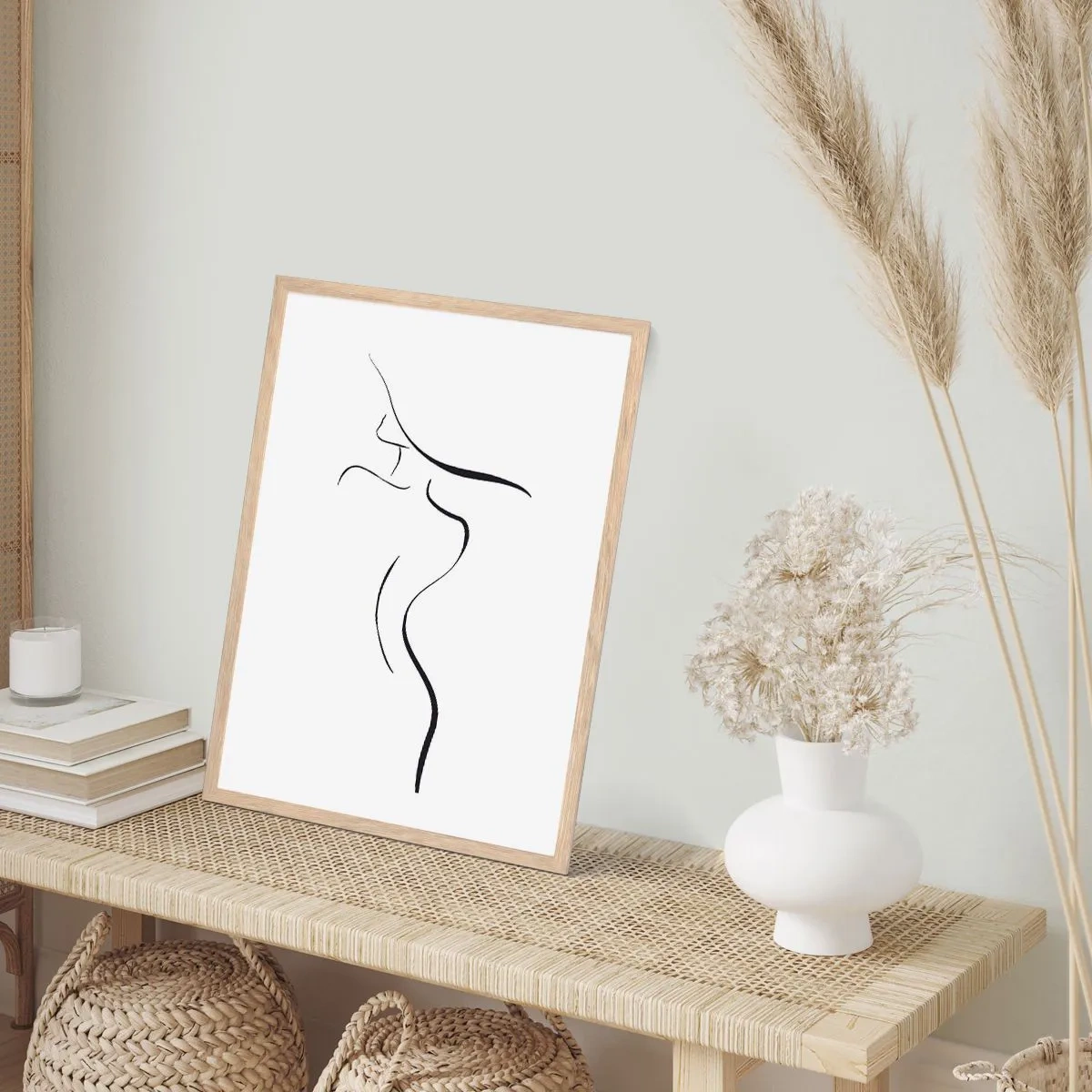 Poster in light oak frame - Elusive Like a Wave - 40x50 cm