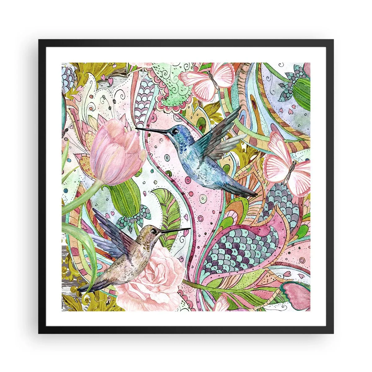 Poster in black frame - Entwined in the Vines - 60x60 cm