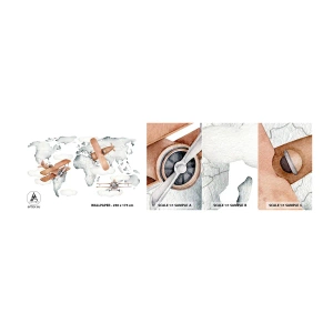 Photo Wallpaper Sample Self-Adhesive Deluxe Sticker - In a Pioneering Spirit - World map, Airplanes, Children's - 100x30 cm