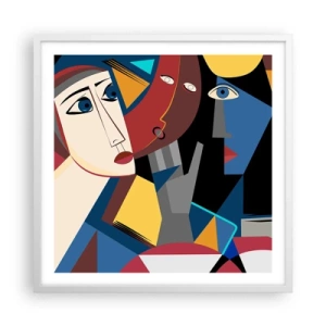 Poster in white frmae - Conversation of Cubists - 60x60 cm
