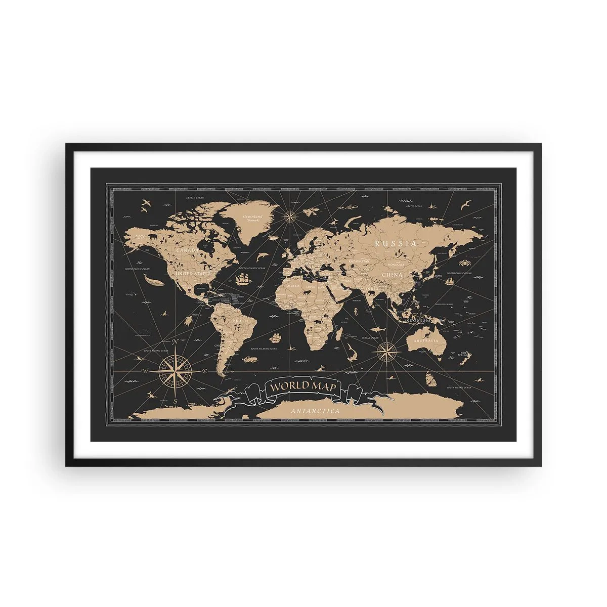 Poster in black frame - Borders of My World - 91x61 cm