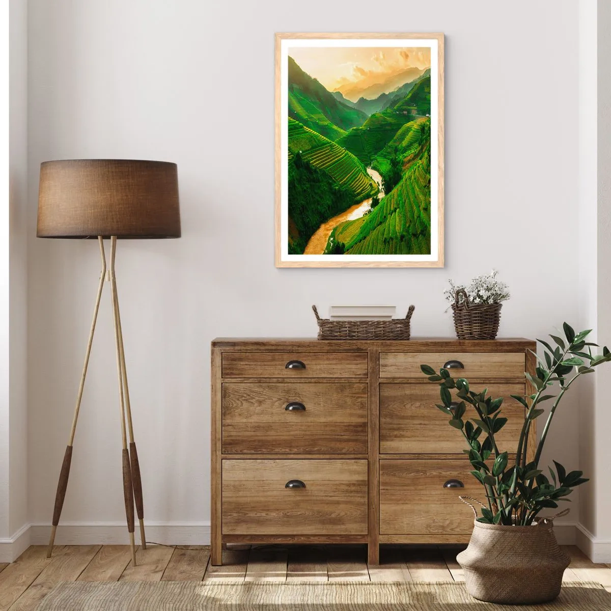 Poster in light oak frame - Vietnamese Valley - 50x70 cm