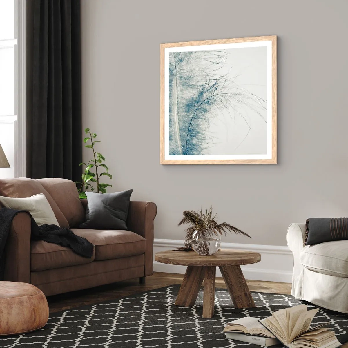 Poster in light oak frame - Whisper of Nature - 60x60 cm