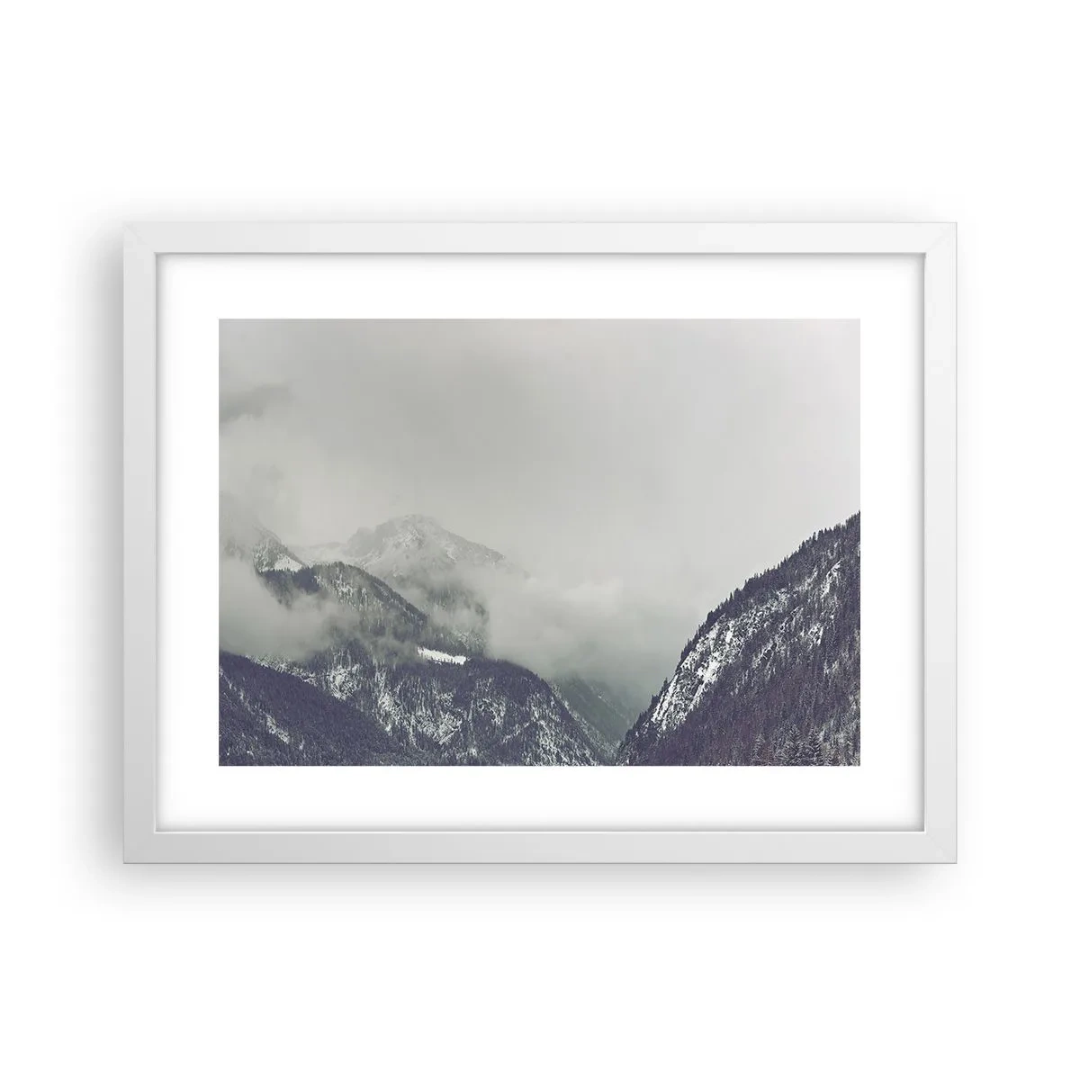 Poster in white frmae - Foggy valley - 40x30 cm
