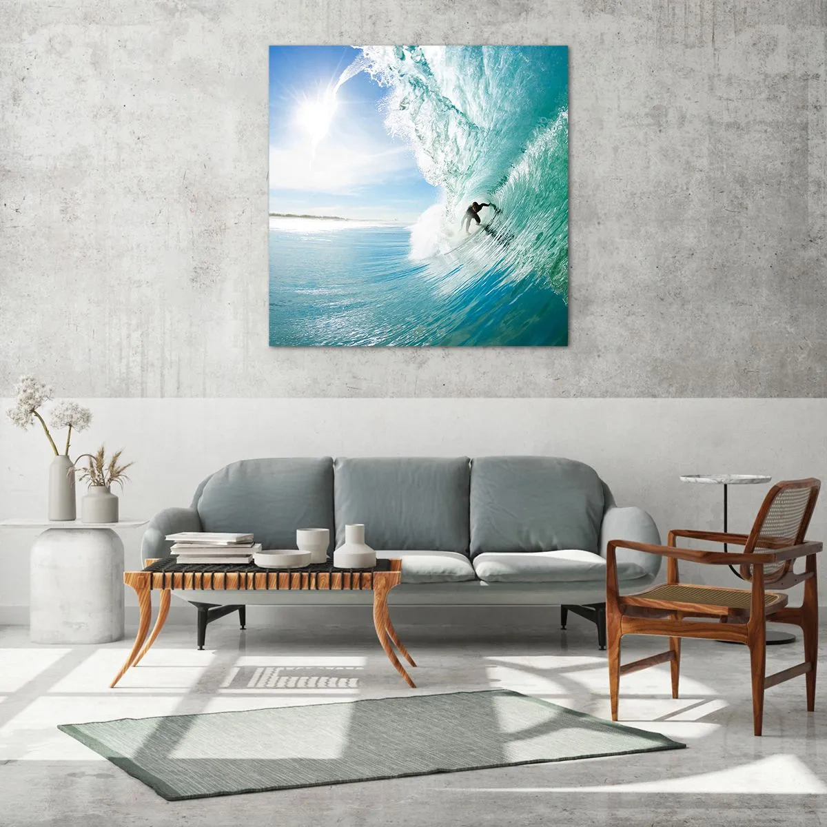 Glass picture - Riding the Wave - 70x70 cm