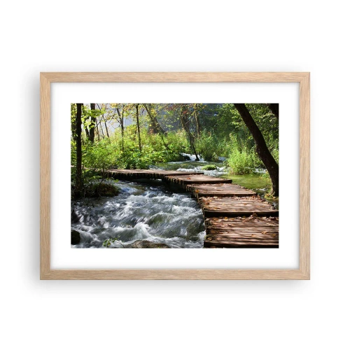 Poster in light oak frame - By the Foamy Cascade - 40x30 cm