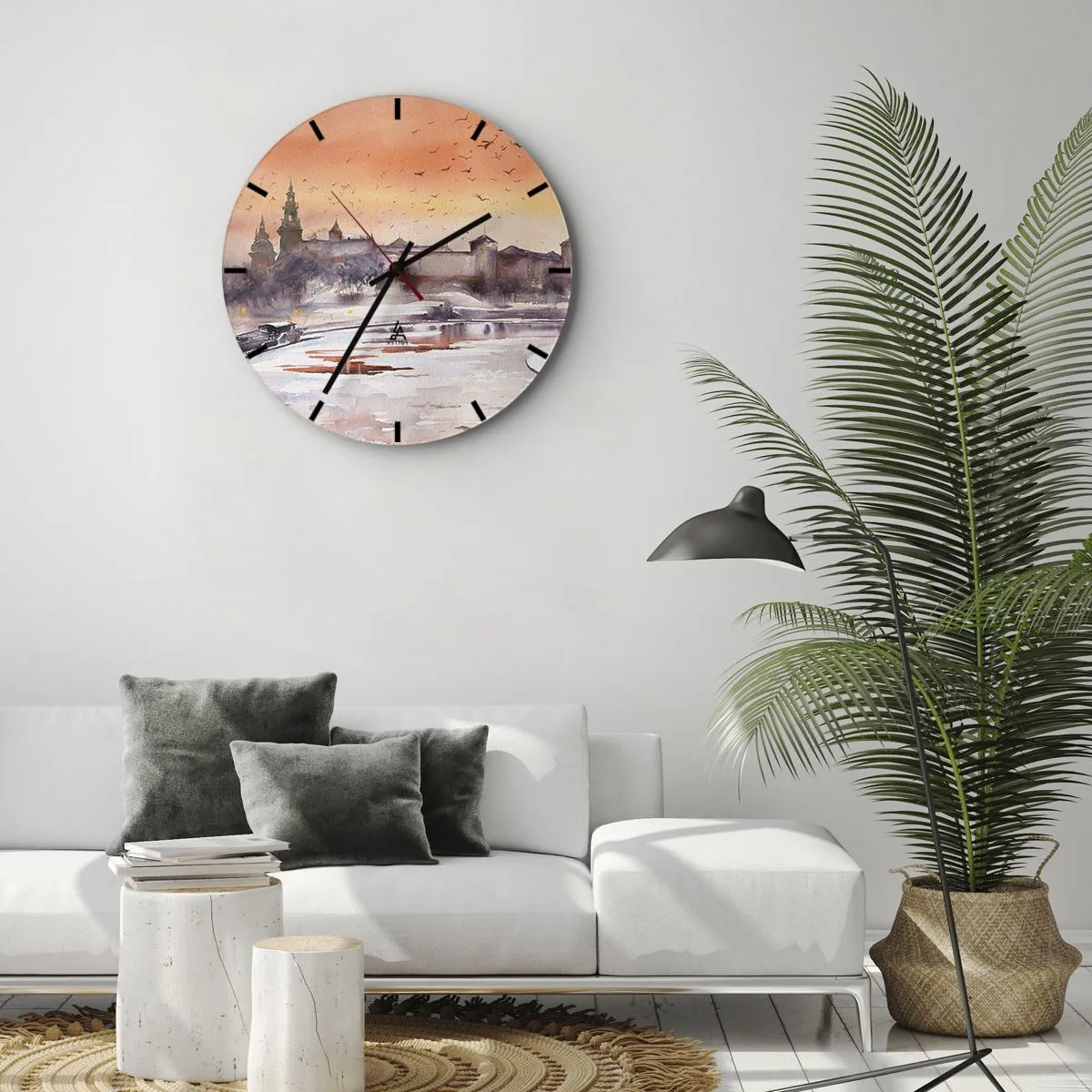Wall clock - Clock on glass - Royal Sunset - 40x40 cm
