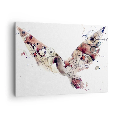 Canvas picture - Artistic bird silhouette with geometric patterns - 70x50cm - Sky Wanderer - Modern wall decoration for the living room and bedroom ARTTOR