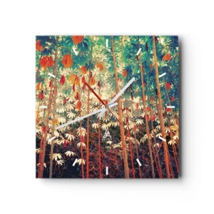 Wall clock - Clock on glass - Secret Life of Leaves - 40x40 cm