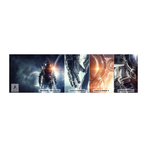Photo Wallpaper Sample Standard Eco - Space Adventure - Cosmos, Astronaut, Stars - 100x30 cm