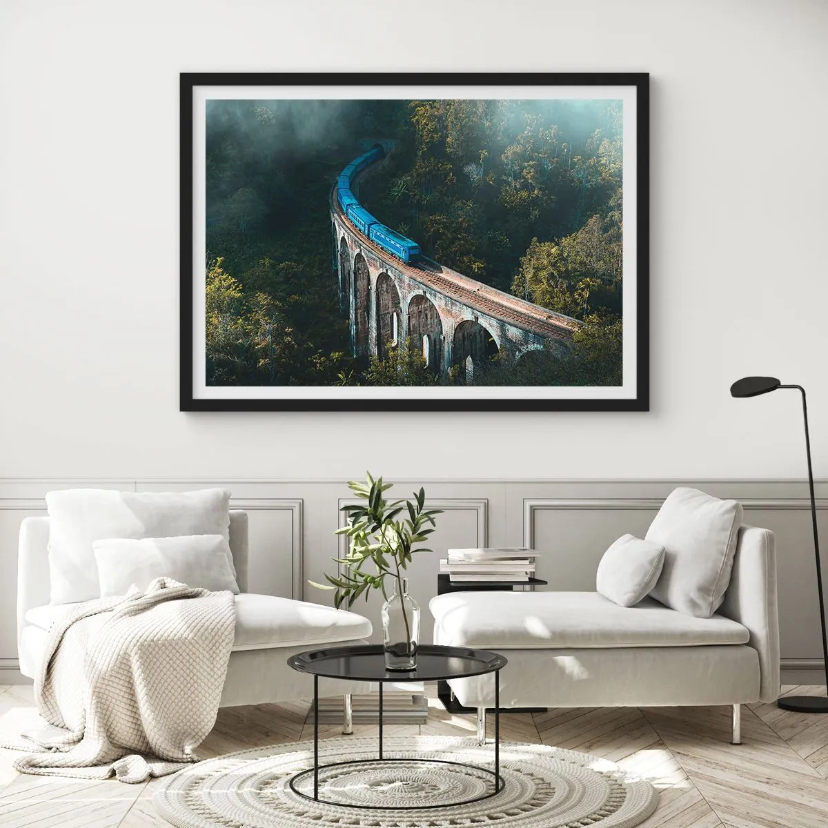 Poster in black frame - Train through Nature - 70x50 cm