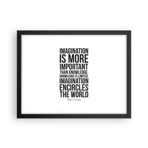 Poster in black frame - Einstein about Power of Imagination - 40x30 cm
