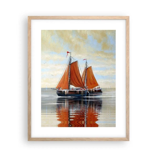Poster in light oak frame - Ahoy, Sailor, Sail… - 40x50 cm