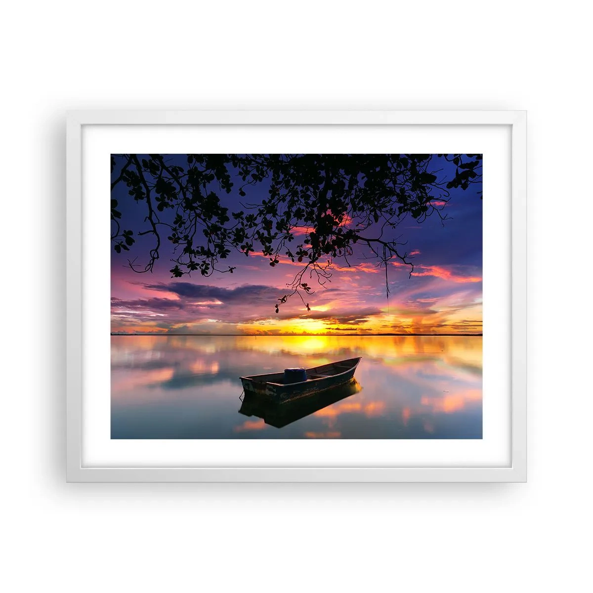 Poster in white frmae - Serenity of the Lake - 50x40 cm