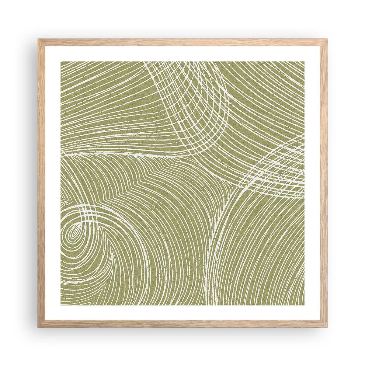 Poster in light oak frame - Intricate Abstract in White - 60x60 cm