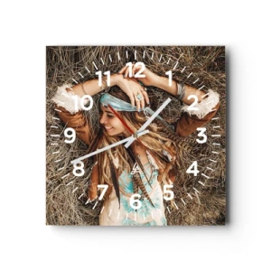 Wall clock - Clock on glass - On the Way to the Summer of Love - 30x30 cm