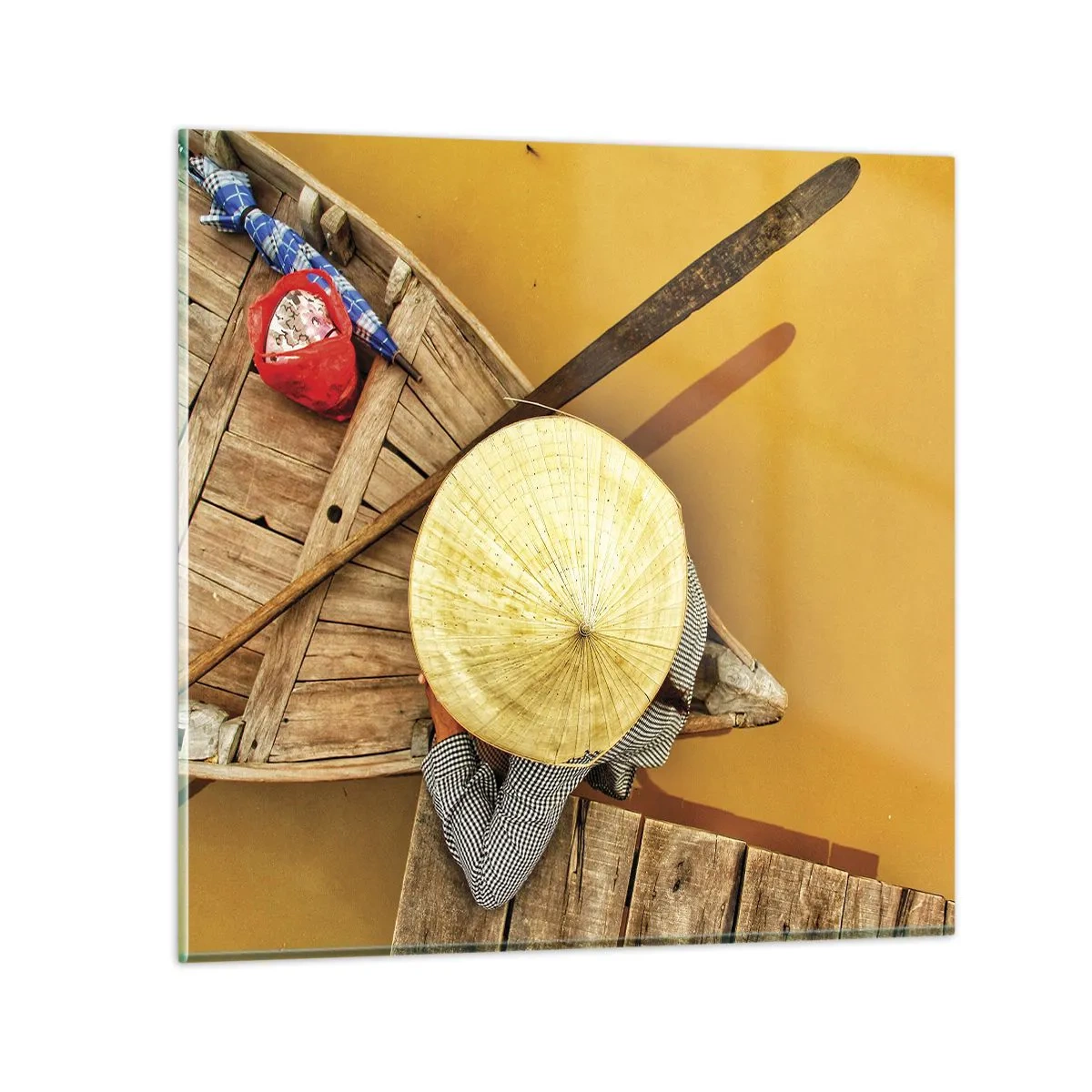 Glass picture - Life on a Yellow River - 40x40 cm