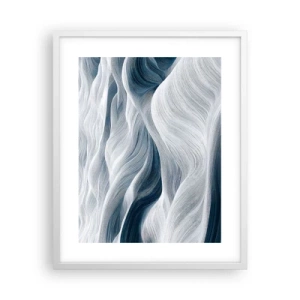 Poster in white frmae - White and Blue Waves - 40x50 cm