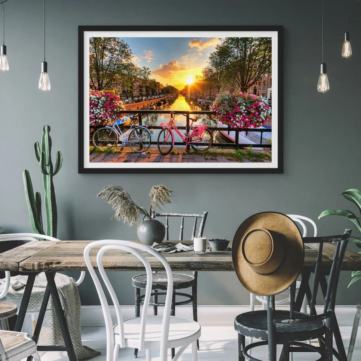 Poster in black frame - Spring Morning in Amsterdam - 91x61 cm
